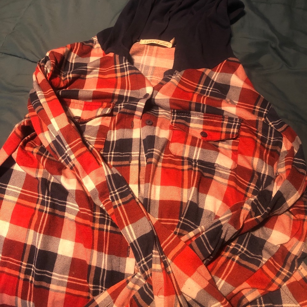 Orange and blue flannel plus size